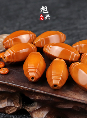 橄榄核手串鼓形六棱款精工核雕