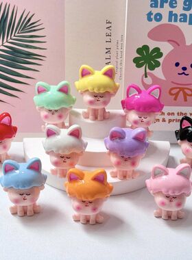卡通天使小猫李四 萌粒DIY装饰品配件创意潮玩钥匙扣桌面车载摆件