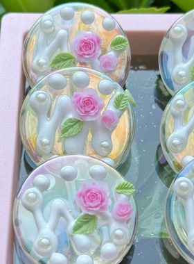 高货花朵圆饼镀彩异形珠亚克力珠 手工diy串珠手机链装饰饰品配件