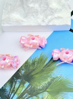 蝴蝶结糖果异形手绘珠 串珠笔diy材料配饰手链手机链散珠饰品配件