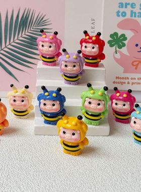 卡通蜜蜂猪猪 盲袋萌粒diy饰品挂件钥匙扣公仔桌面小摆件树脂配件