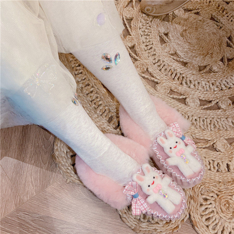 冬季新款甜美牛皮短靴梦幻小熊可爱洛丽塔少女加绒加厚雪地靴棉鞋,淘宝优惠券,粉丝福利购,淘宝优惠卷