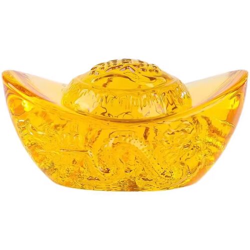黄水晶元宝摆件龙纹招财进宝聚宝盆配件吉祥物装饰品开业乔迁礼品 - 图2