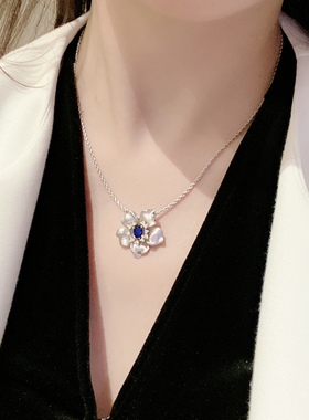 祖母绿意大利拉丝工艺 女式花朵戒指时尚项链套装三色入