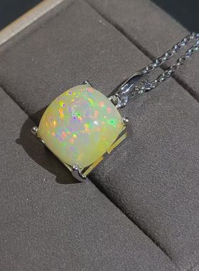 天然方糖欧泊吊坠万能扣设计随便挂小米珠上 火彩如烟花满天星