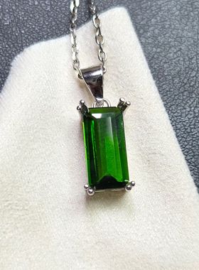 天然透辉石戒指通勤简约日常佩戴款式透辉石长方形吊坠搭配套装