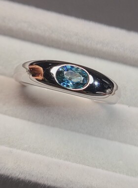 素圈款蓝宝石戒指简约粗矿厚重量身定做包镶款镶嵌天然蓝宝石