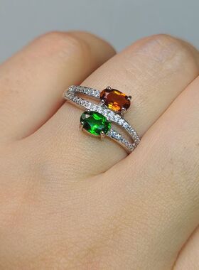 多宝吊坠绿色是透辉石粉碧玺黄水晶颗颗精品连中三元