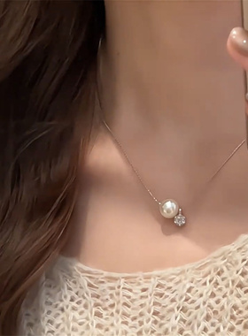 单颗珍珠锆石项链女2025新款颈链