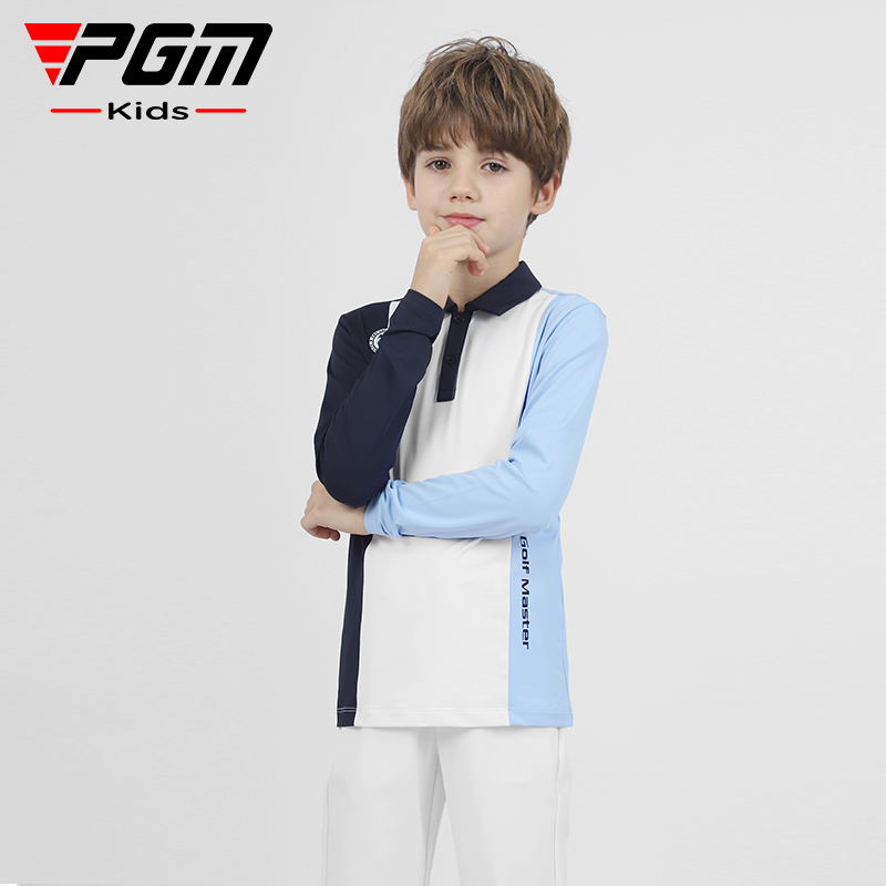 PGM儿童高尔夫服装秋冬季青少年长袖T恤童装男童衣服套装运动球服 - 图3