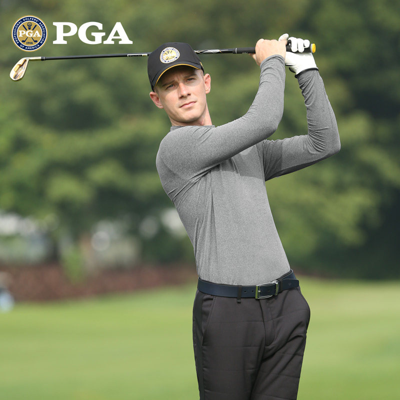 美国PGA磨绒高尔夫打底衫男士保暖内衣秋冬季长袖t恤服装男装衣服,淘宝优惠券,粉丝福利购,淘宝优惠卷