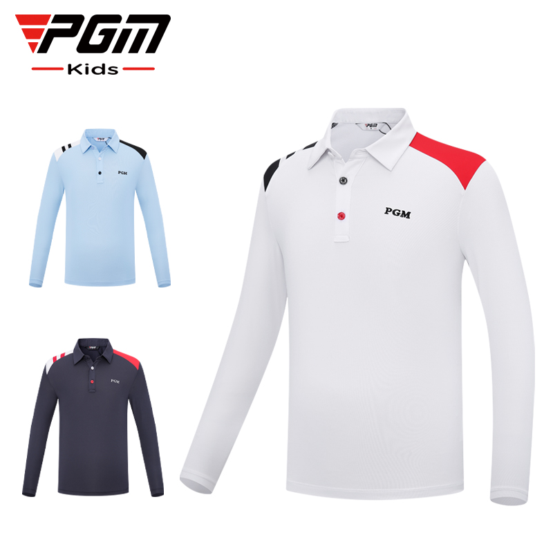 PGM儿童高尔夫服装男童秋冬季长袖衣服青少年运动T恤上衣亲肤童装 - 图2
