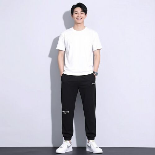 李宁速干运动裤男新款跑步百搭收口修身凉爽束脚长裤卫裤AYKU857 - 图1