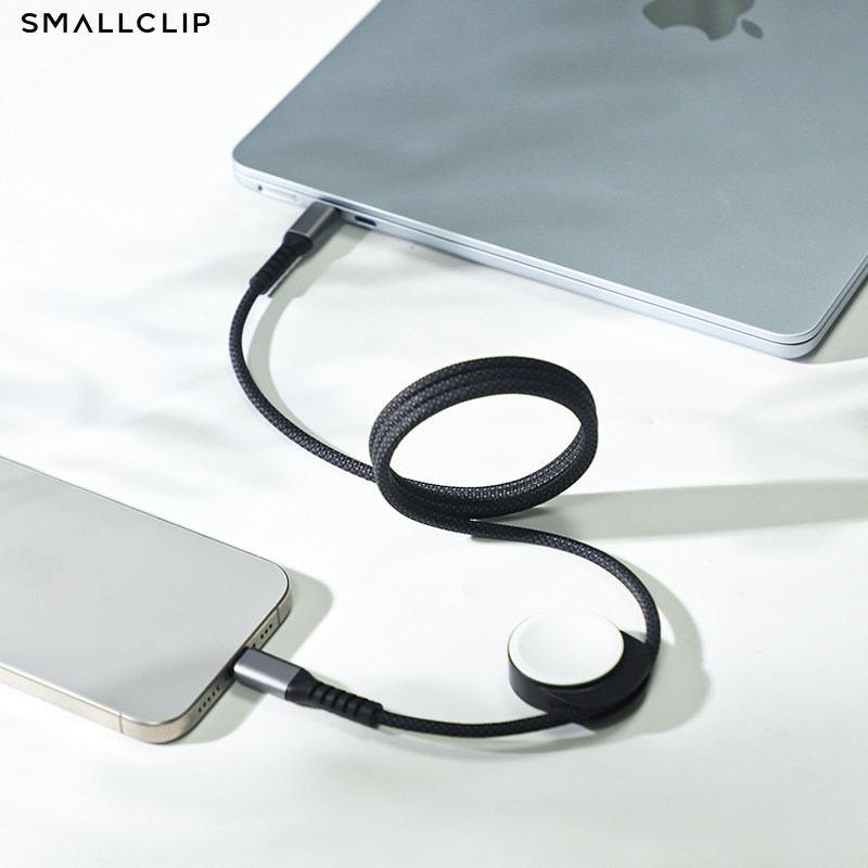 SMALLCLIP 240W手机数据线磁吸收纳Type-C适用于苹果16/17系手机iwatch手表无线充耳机mac充电线快充二合一,淘宝优惠券,粉丝福利购,淘宝优惠卷