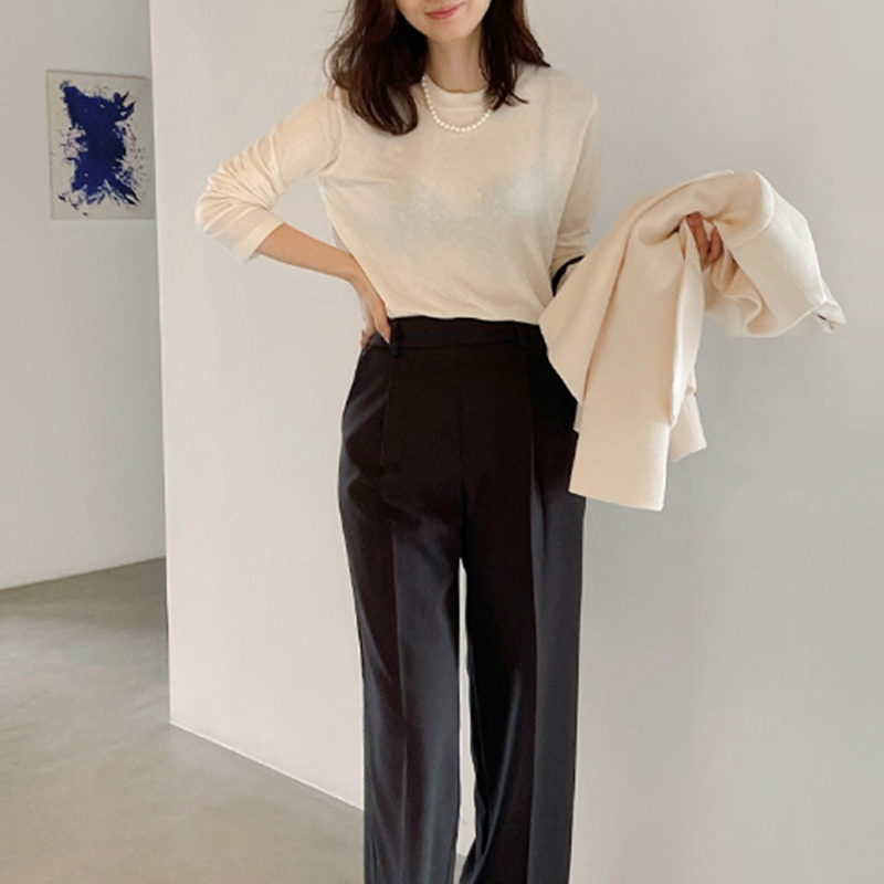 市舶司现货软糯磨毛红色打底t恤 市舶司T恤