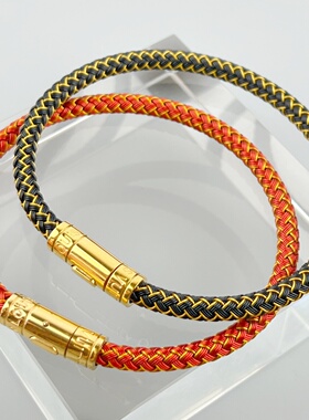 时尚防水钢丝绳手链男士龙麟手环红色高级感简约情侣手绳男女礼物