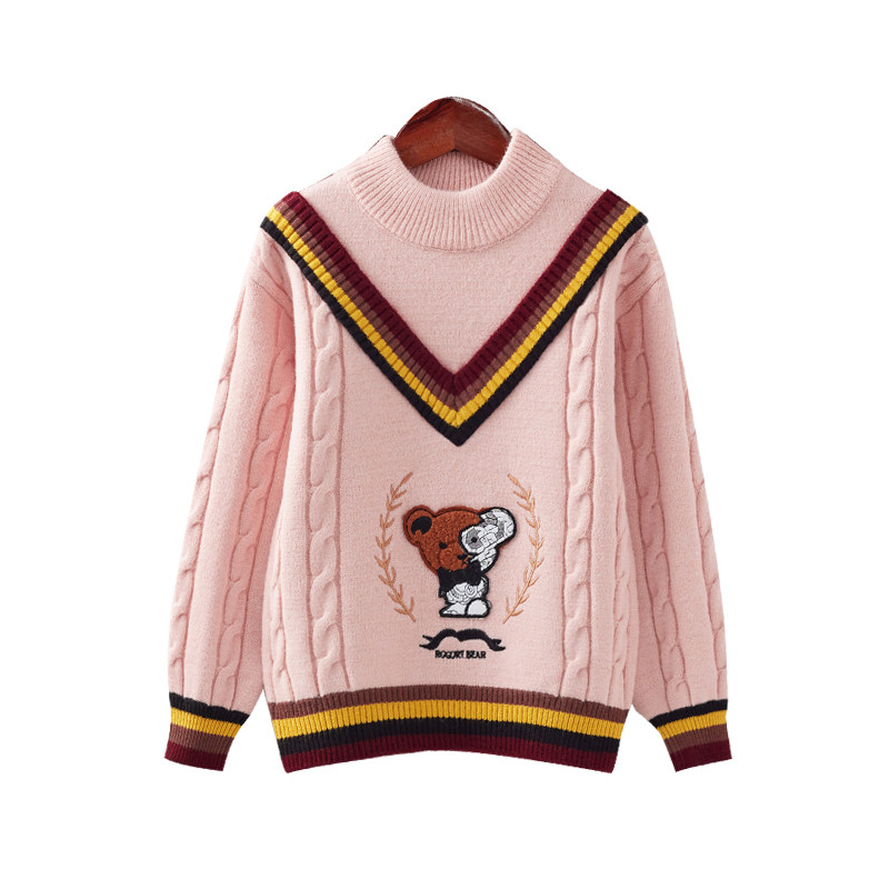 女童毛衣圆领新款加绒加厚洋气打底衫套头中大童毛衣针织衫潮,淘宝优惠券,粉丝福利购,淘宝优惠卷