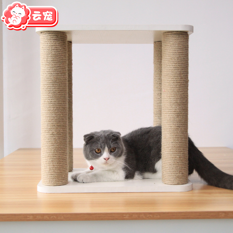 剑麻猫抓板磨爪器猫树猫爬架一体冬季猫吊床凳子猫窝人猫共用家具-图3