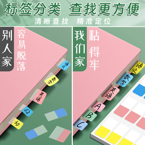 索引贴可书写便利贴小条标记标签贴纸分类分页便签纸指示记号引索学生用书签笔记荧光粘性强透明彩色套装纸质 - 图2