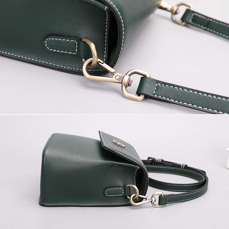 真皮2020秋季新款网红单肩水桶包 蓝舞女士包袋