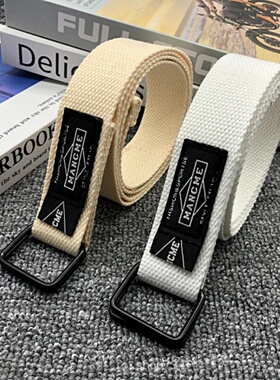 120cm Fashion Double Buckle Woven Canvas Belt for Women and