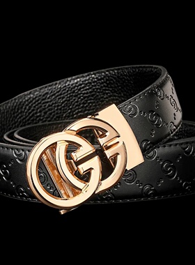 New Width 3.4cm Business Men's Belt Formal Real Leather Male