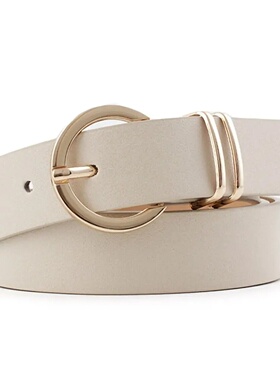 Vintage Gold Round Button Women's Belt Soft Simple Waistban