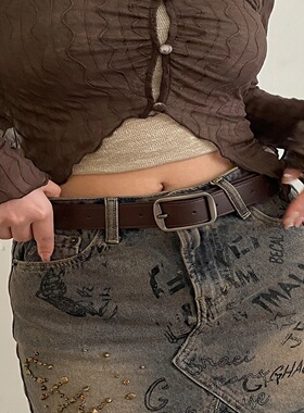 Belt Women's 2024 New Summer Decorative Jeans Student Coffee