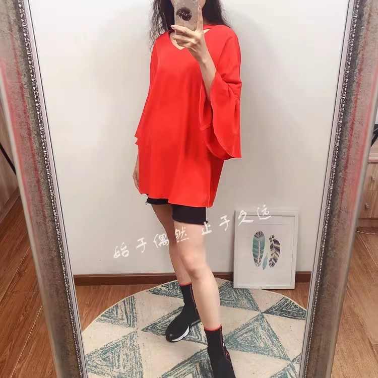 在一起 2026春季新品时尚双层领宽松喇叭袖套头纯色雪纺衬衫女装,淘宝优惠券,粉丝福利购,淘宝优惠卷