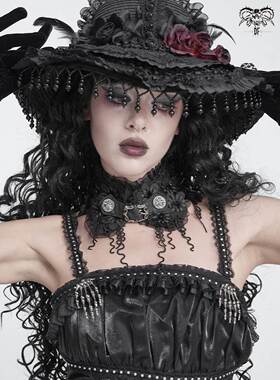 Devil fashion恶魔时尚 哥特大玫瑰花暗纹梭织脖套【AS298】
