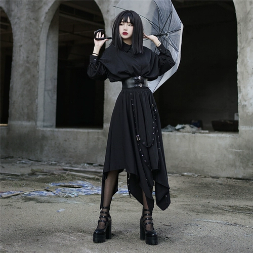 Демисезонная рубашка, юбка, комплект для школьников, в стиле панк, косплей, xэллоуин