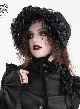 Devil Fashion恶魔时尚女装哥特暗黑蕾丝盆盆帽大沿帽子 AS195