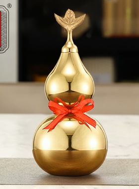 纯铜葫芦摆件招财客厅玄关装饰品