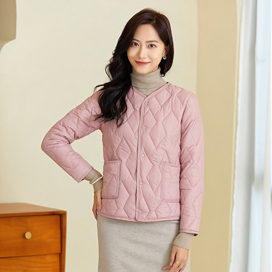 Chaqueta corta acolchada de algodón, plumón de algodón fino, cálido y transpirable.