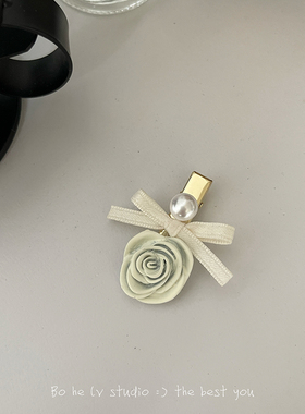 原创设计山茶花蝴蝶结发夹发饰
