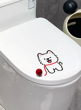 线条小狗马桶提盖器贴纸卡通动物图案卫生间装饰贴DIY创意马桶贴