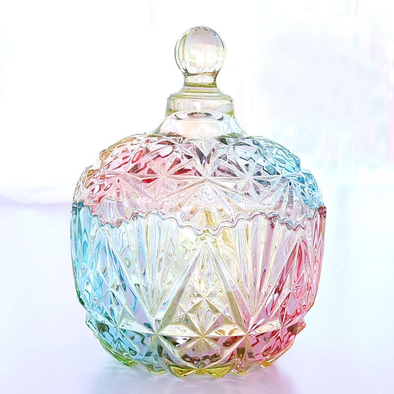 创意欧式水晶玻璃大号糖果罐子带盖零食储物罐糖缸果盘干果盒家用,淘宝优惠券,粉丝福利购,淘宝优惠卷