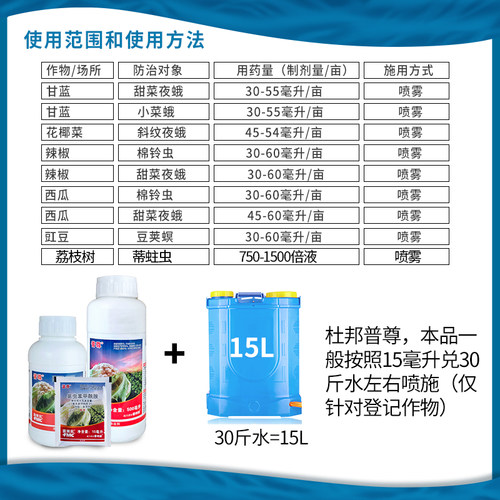 美国杜邦普尊氯虫苯甲酰胺小菜蛾甜菜夜蛾棉铃虫豆荚螟农药杀虫剂 - 图1