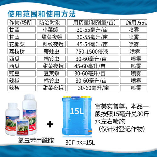 美国杜邦普尊氯虫苯甲酰胺小菜蛾甜菜夜蛾棉铃虫豆荚螟农药杀虫剂 - 图1