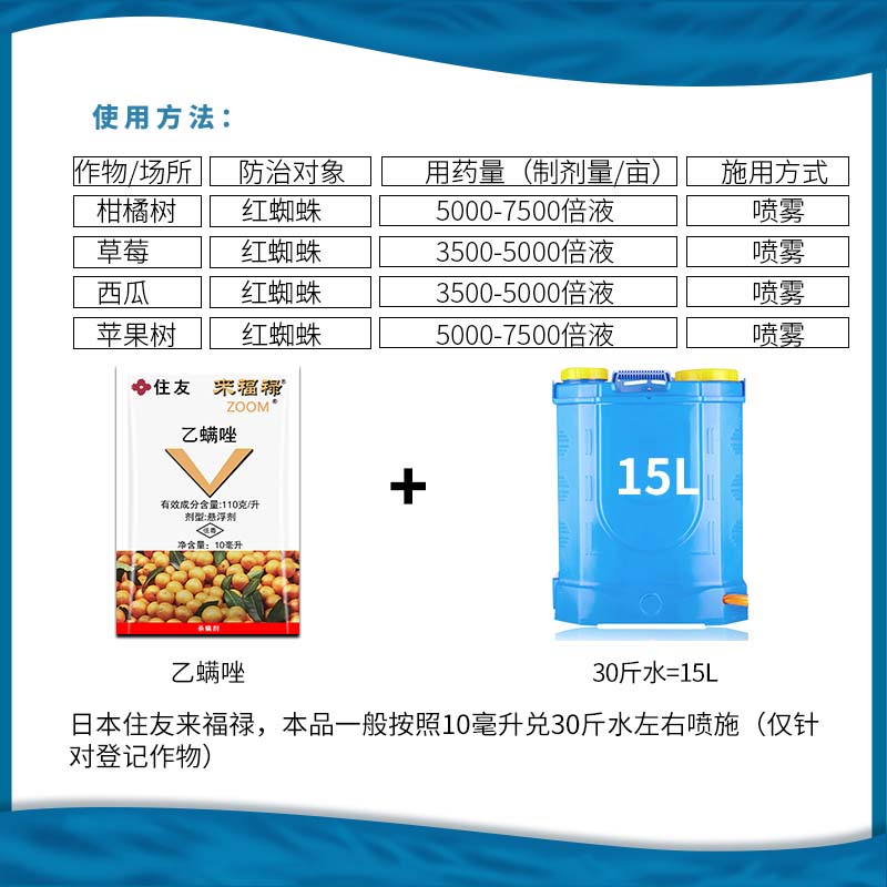 日本住友来福禄乙螨唑柑橘苹果树西瓜草莓红蜘蛛农药杀螨剂-图1