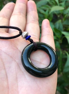 新疆和田玉平安扣同心圆证书吊坠