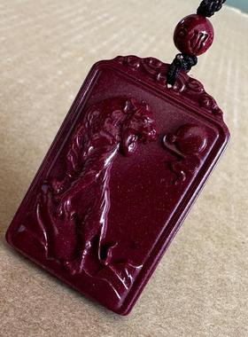 天然原矿朱砂吊坠虎年挂件