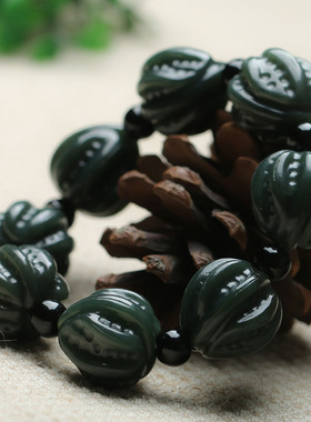 青玉核桃手串和田玉手链男士