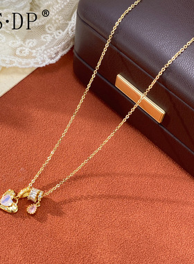 小众时尚轻奢百搭镶钻金属爱心水滴项链气质简约设计感锁骨链批发