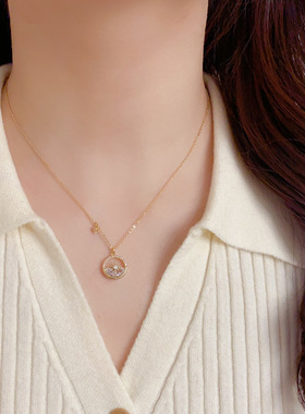 小众精致时尚百搭满钻芒星圆环项链气质轻奢简约独特设计感锁骨链