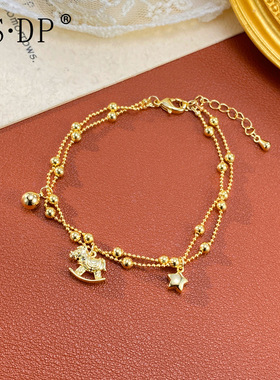 马年新款气质时尚双层珠链小马手链女个性轻奢独特设计感手饰批发