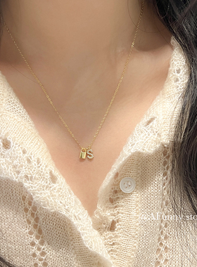 通体纯银小锁字母纯银项链