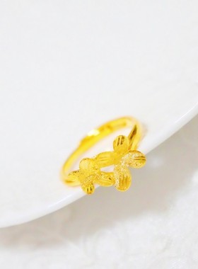 精美小蝴蝶戒指镀黄金新娘结婚