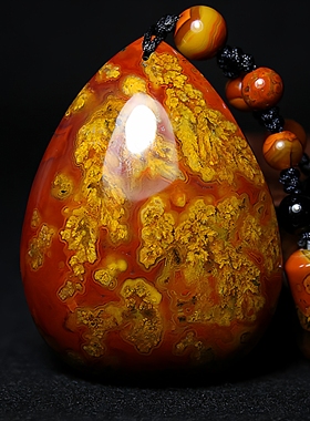 天然战国红南红玛瑙原石吊坠项链毛衣链男女长款挂件挂牌配饰饰品