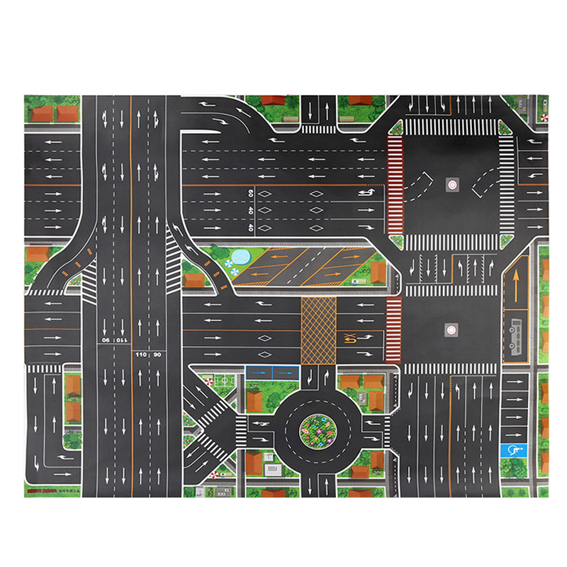 儿童城市交通场景地图玩具小汽车玩车停车场模型爬行游戏地垫大号 - 图3